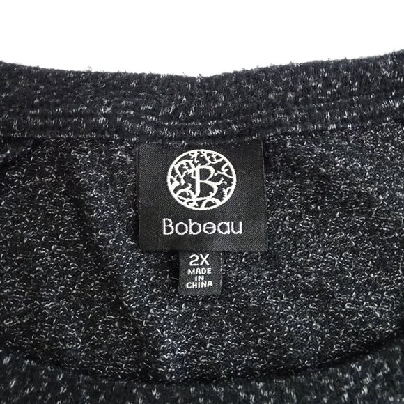 Bobeau Black Gray Long Sleeve Knit Top Shirt Women Size 2X Twist Front Hem - Picture 4 of 9